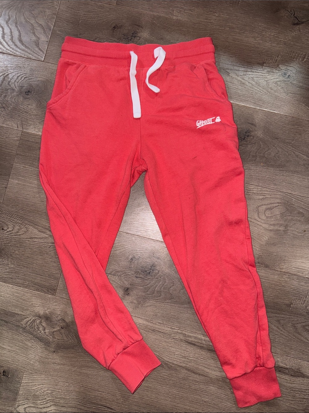 Ghost Red Jogger Sweatpants with White Drawstring